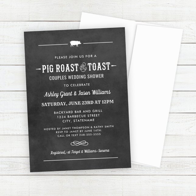 Invitación Ducha de las parejas de chalkboard de cerdo asado  (Subido por el creador)