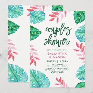 Invitación Ducha de las parejas de color tropical de moda