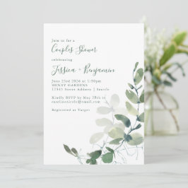 Invitación Ducha de las parejas de eucalipto botánico rústico