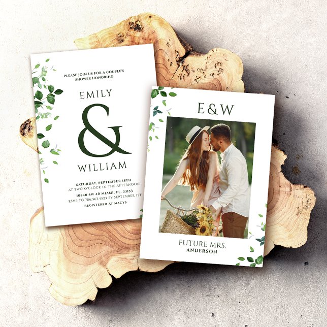 Invitación Ducha de las parejas de fotos de verde (Subido por el creador)