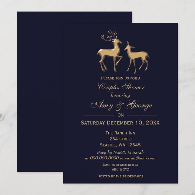 Invitación Ducha de las parejas de invierno de la Marina Buck (Anverso / Reverso)