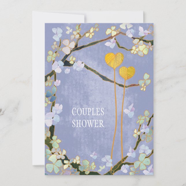 Invitación Ducha de las parejas de nubes de primavera azul su (Anverso)
