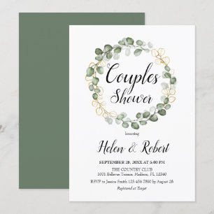 Invitación Ducha de las Parejas de Wreath Foliage Eucalyptus