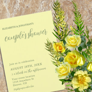 Invitación Ducha de las parejas Minimalistas amarillas y sabr