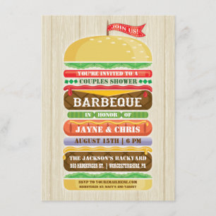 Invitación Ducha de las parejas rusas apiladas de hamburguesa