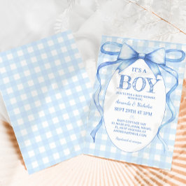 Invitación Ducha de lazo azul es un niño