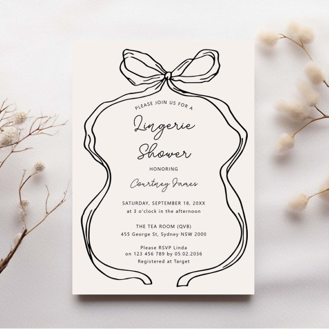 Invitación Ducha de lencería de borde de cinta de mano dibuja (Subido por el creador)