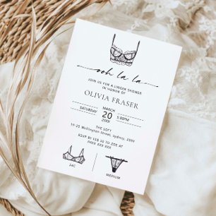 Invitación ducha de lencería dibujada a mano minimalista