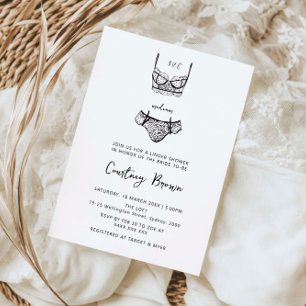 Invitación ducha de lencería dibujada a mano minimalista