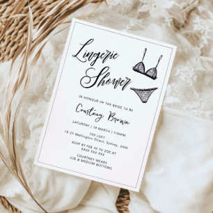 Invitación ducha de lencería dibujada a mano minimalista