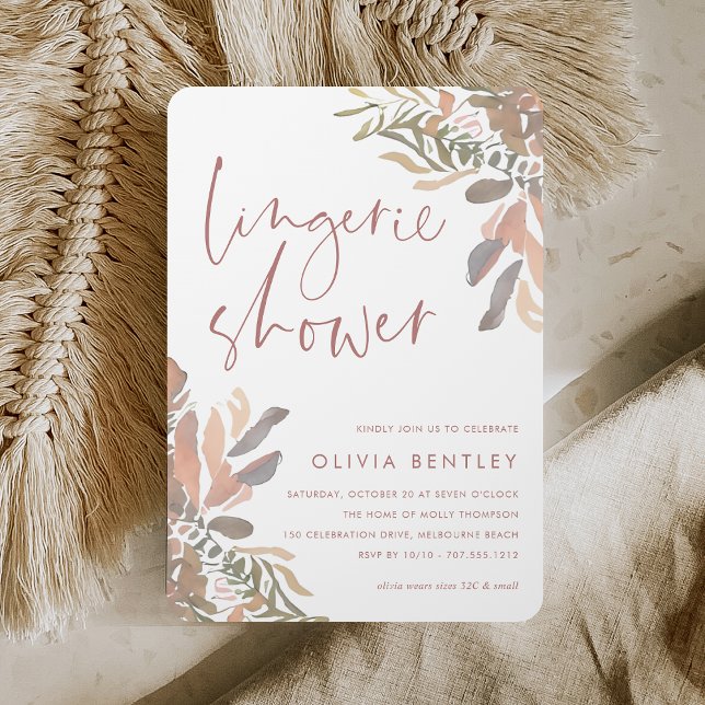 Invitación Ducha de lencería floral neutra romántica Boho (Subido por el creador)