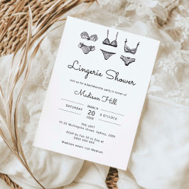 Invitación Ducha de lencería minimalista dibujada a mano