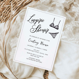 Invitación Ducha de lencería minimalista dibujada a mano