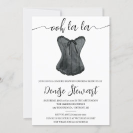 Invitación Ducha de lencería, negro y blanco, ducha de novia