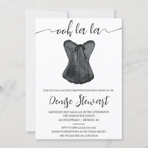 Invitación Ducha de lencería, negro y blanco, ducha de novia