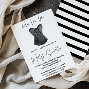 Invitación Ducha de Lencería, Negro y Blanco, Ducha de Novia