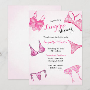 Invitación ducha de lencería rosa