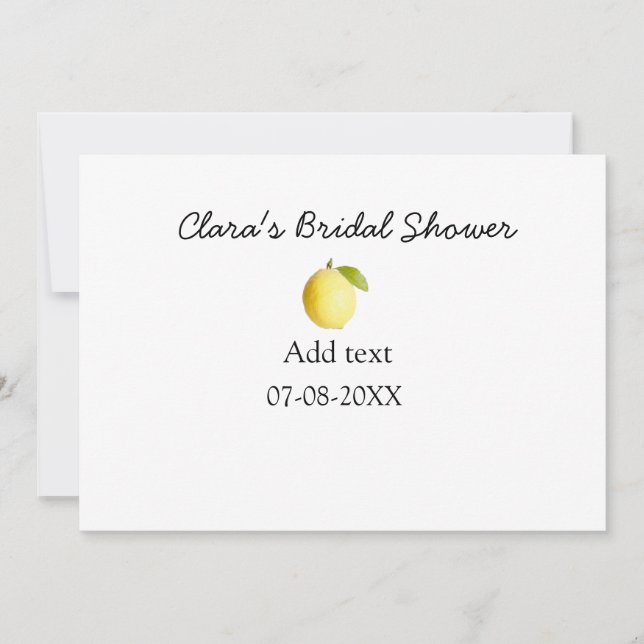 Invitación Ducha de limón de novia moderna sencilla minimalis (Anverso)