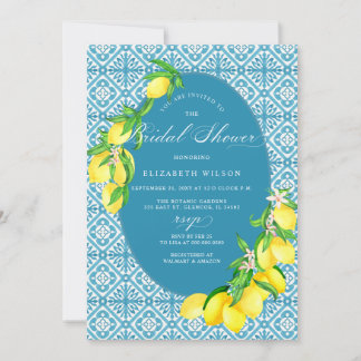 Invitación Ducha de limón limón azul mediterráneo