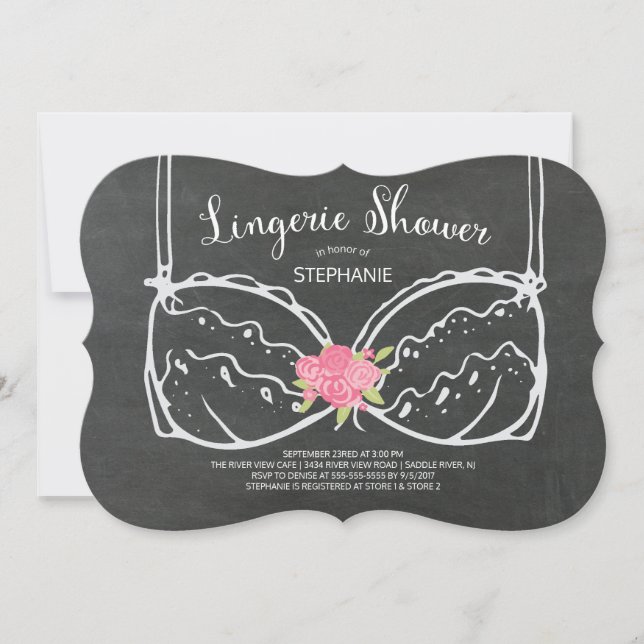 Invitación Ducha De Lingerie De Chalkboard Única (Anverso)