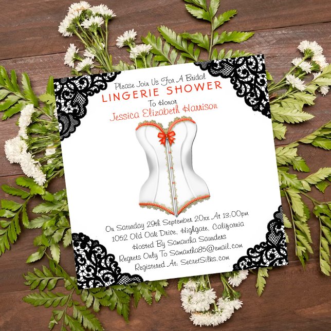 Invitación Ducha de Lingerie Red Corset & Black Lace (Subido por el creador)