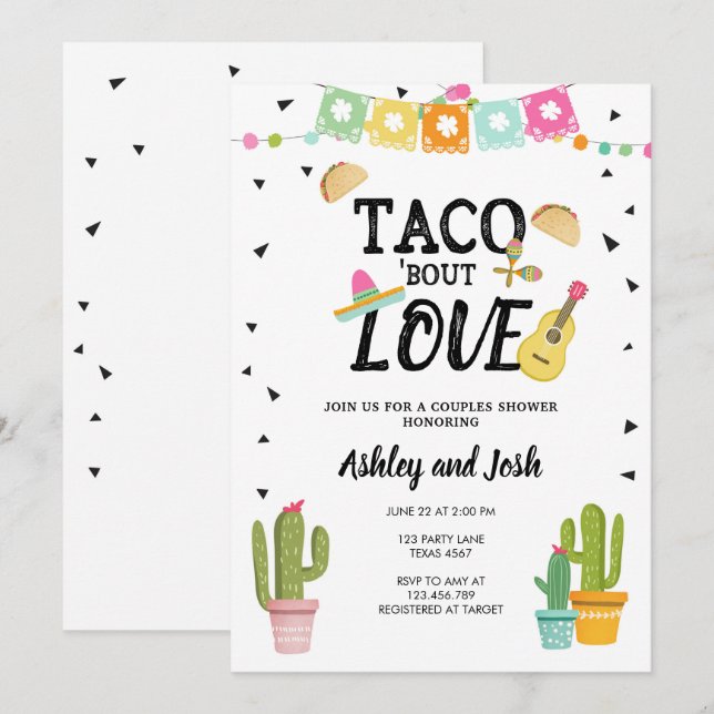 Invitación Ducha de los pares del cactus del amor del combate (Anverso / Reverso)