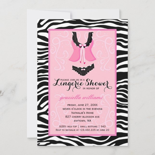 Invitación Ducha de lujo Bachelorette de la ropa interior de (Anverso)