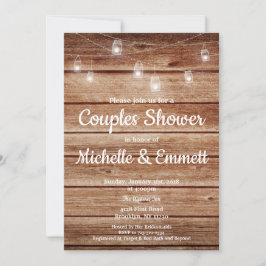 Invitación Ducha de madera colgante rústica de los pares del