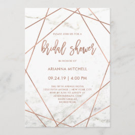 Invitación Ducha de marble y Rosa geométrica de oro