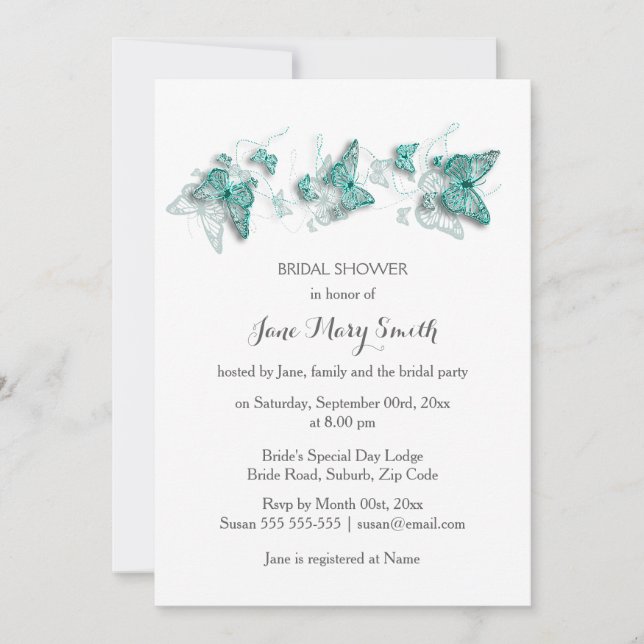 Invitación Ducha de mariposa fiesta de verano (Anverso)