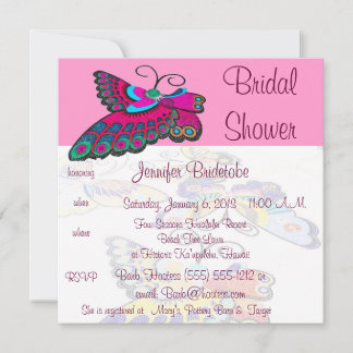 Invitación Ducha de mariposa rosa
