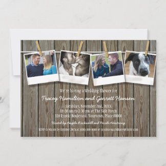 Invitación Ducha de matrimonio con foto de línea de ropa rúst