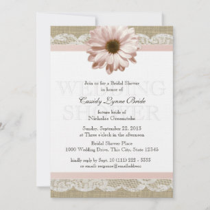 Invitación Ducha de matrimonio de encaje de campo Daisy de Ru