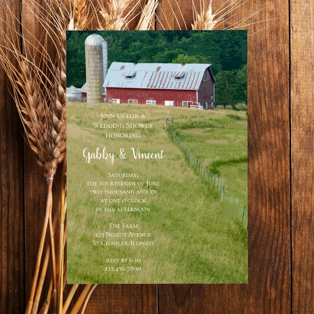 Invitación Ducha de matrimonio de granjas rojas y silos (Subido por el creador)