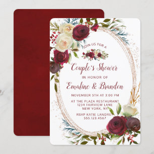 Invitación Ducha de matrimonio de la pareja del marco Oval de