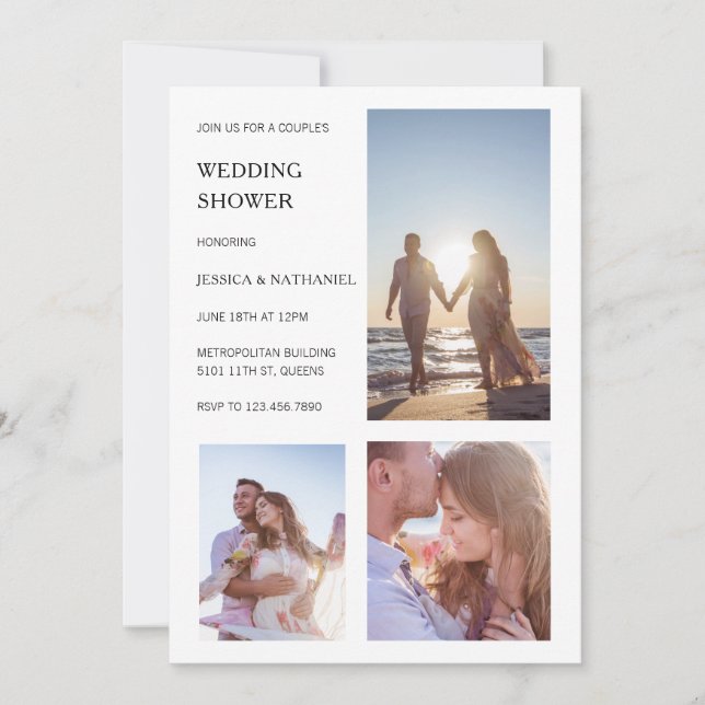 Invitación Ducha de matrimonio de pareja de Collage de fotos  (Anverso)