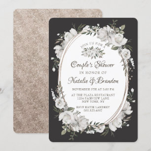 Invitación Ducha de matrimonio de pareja de cuadros de oval d