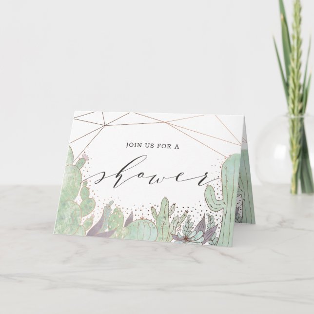 Invitación Ducha de matrimonio de pareja de moda Cactus & Suc (Anverso)