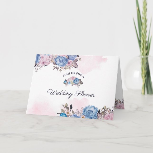 Invitación Ducha de matrimonio de pareja floral de encanto pa (Anverso)