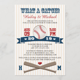 Invitación Ducha de matrimonio de parejas de béisbol monogram