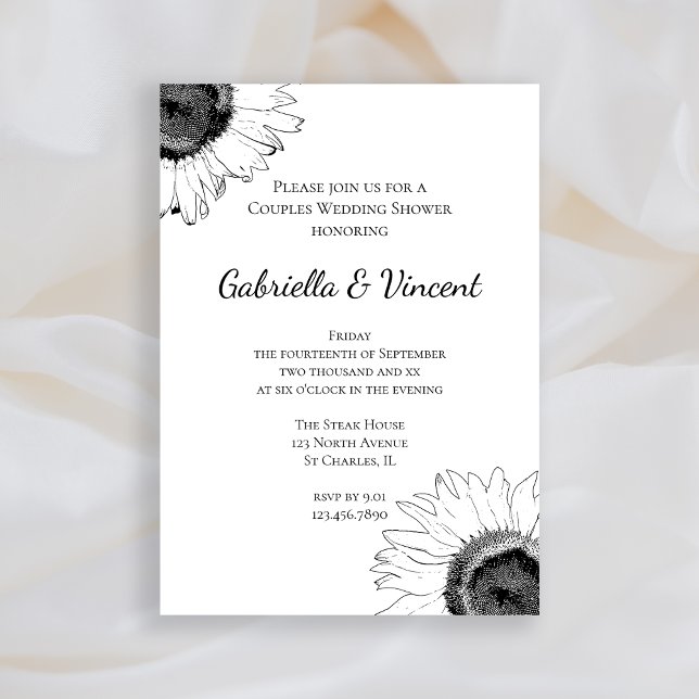 Invitación Ducha de matrimonio de parejas de girasoles negros (Subido por el creador)