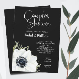 Invitación Ducha de matrimonio de parejas florales blancas y 