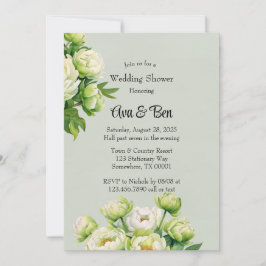 Invitación Ducha de matrimonio elegante para peones verdes y 