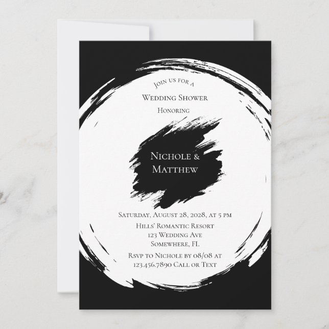 Invitación Ducha de matrimonio Minimalista elegante en blanco (Anverso)