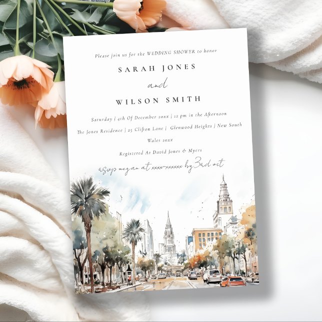 Invitación Ducha de matrimonio Orlando Florida Skyline Waterc (Subido por el creador)