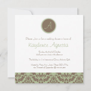 Invitación Ducha de matrimonio para damascos de color marrón/