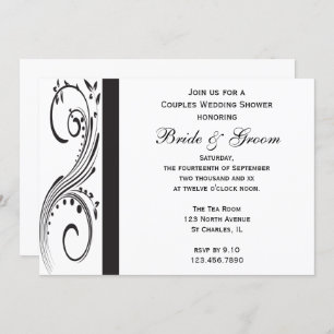 Invitación Ducha de matrimonio para parejas de negras y blanc