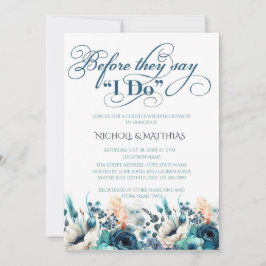 Invitación Ducha de matrimonio para parejas florales azules d