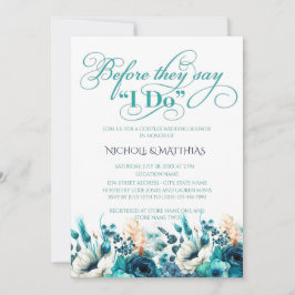 Invitación Ducha de matrimonio para parejas florales azules d