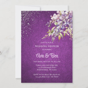 Invitación Ducha de matrimonio Purpurina de la glicinia morad